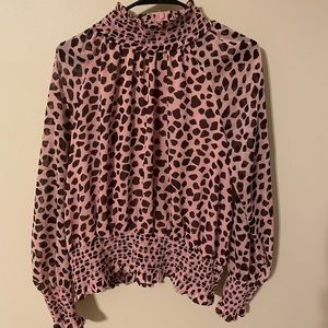Ann Taylor pink leopard blouse